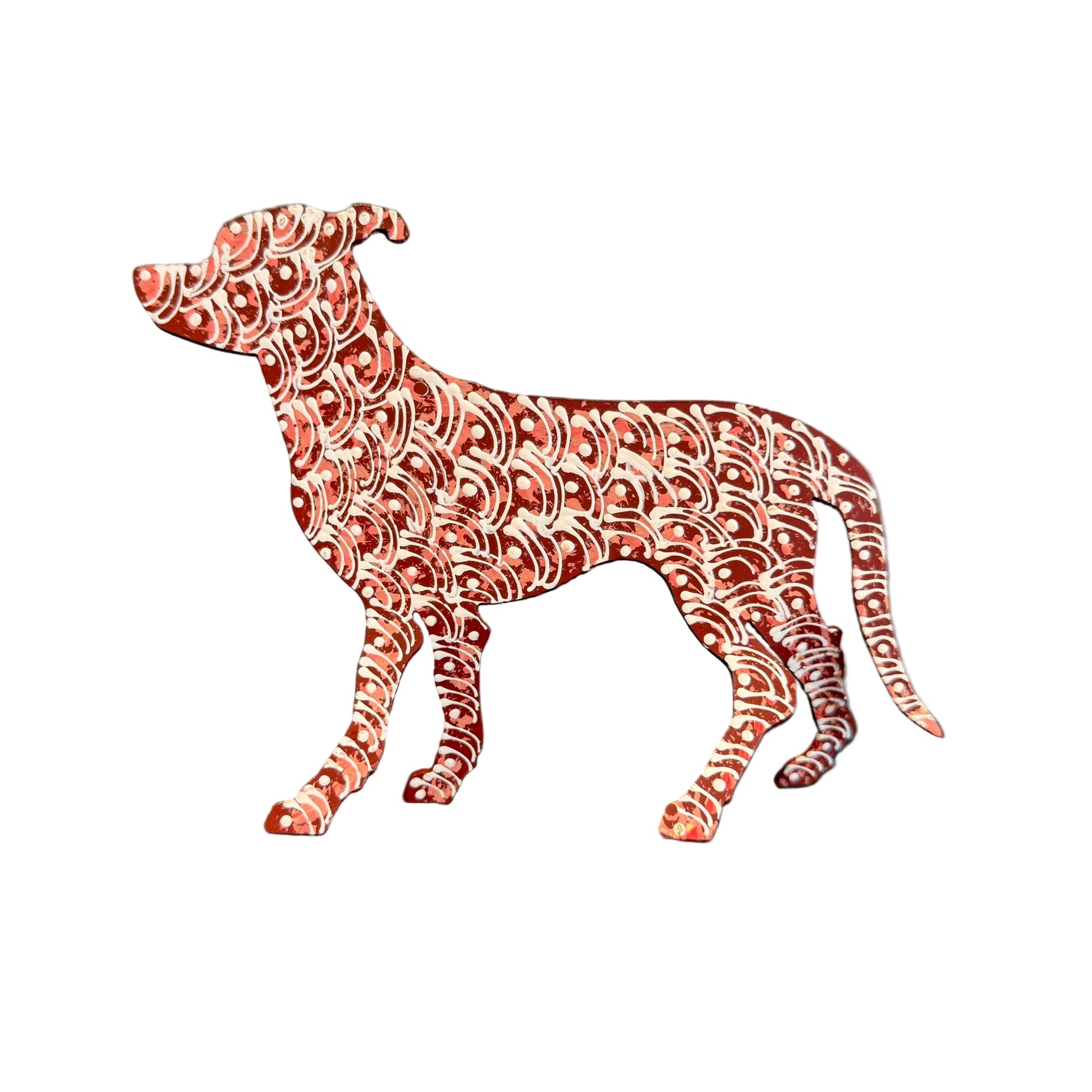 Steel Dog Artwork: Alistair, terracotta, salmon and white motif
