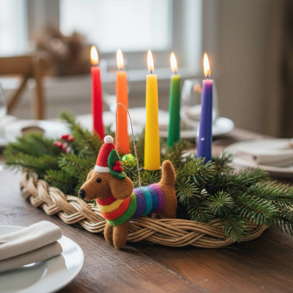 RAINBOW DOG Felt Decoration