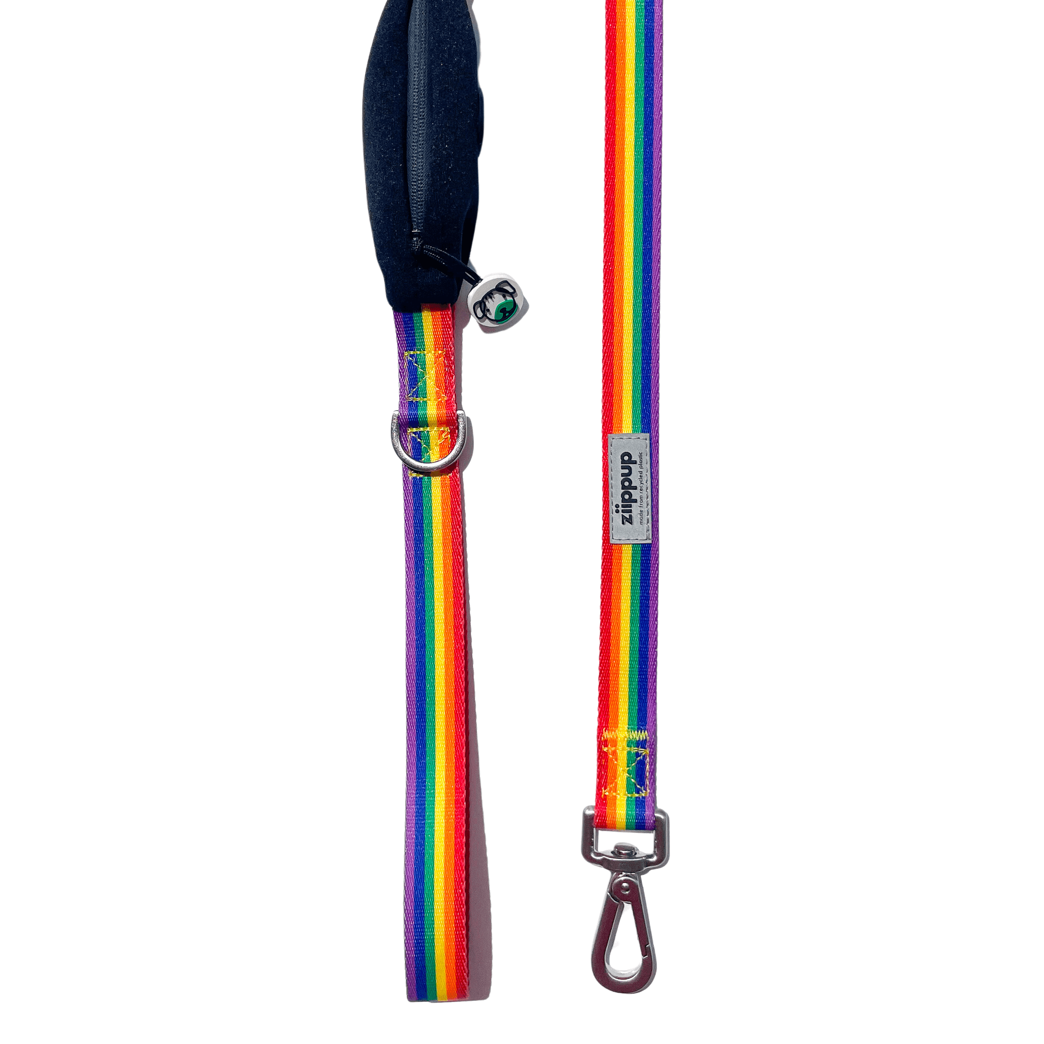 Rainbow Dog Leash with Built-in Poop Bag Holder