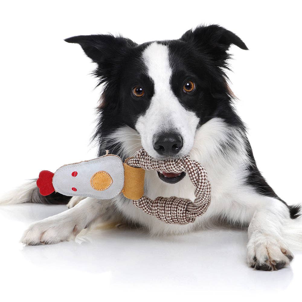 Country Tails Chicken Rope Ring Toy