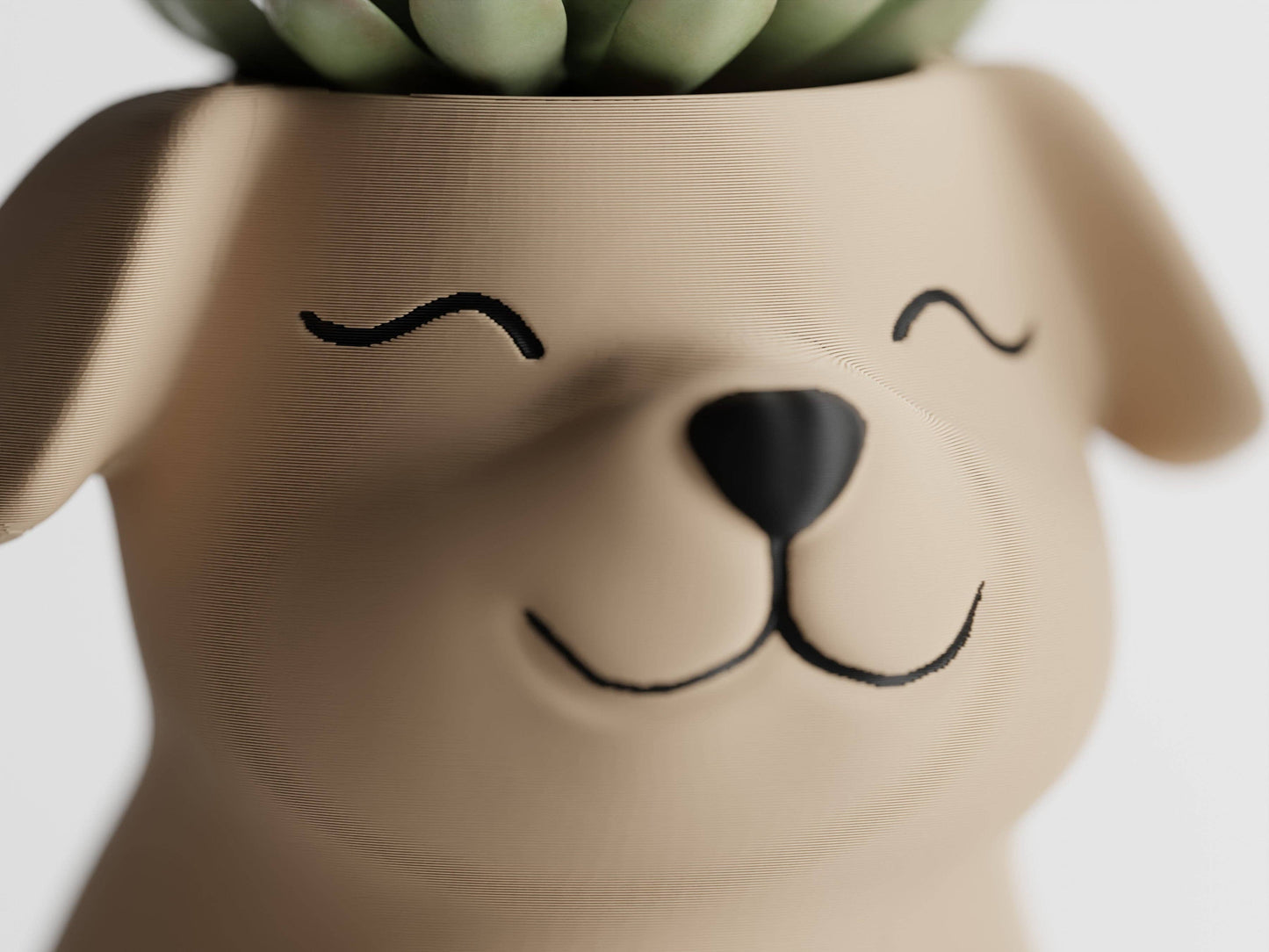 Adorable Cute Puppy Dog Flower Pot | Decor with Personality: Beige / Open Eyes