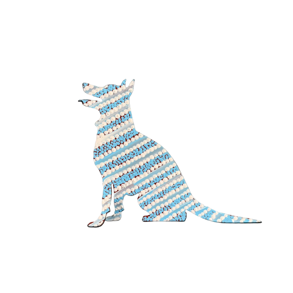 Steel Dog Artwork: Junior, striped blue and white dots