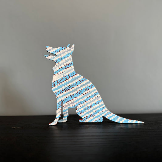 Steel Dog Artwork: Junior, striped blue and white dots