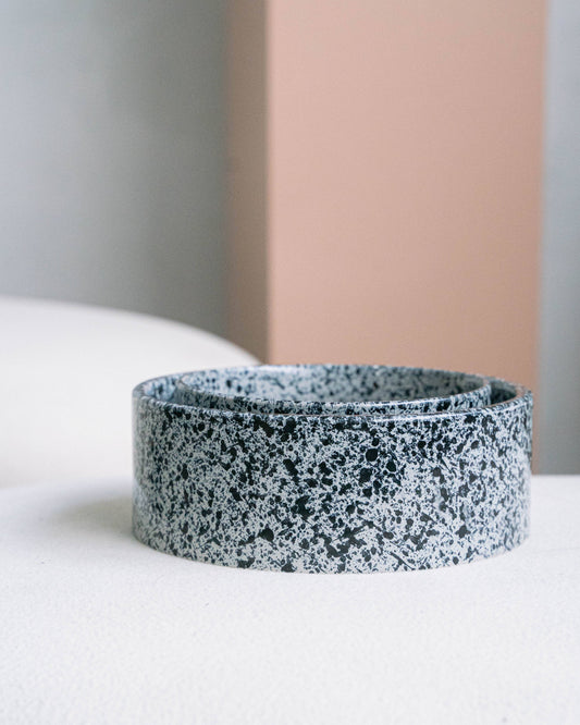 Salt & Pepper Ceramic Dog Bowl: 8 Inches