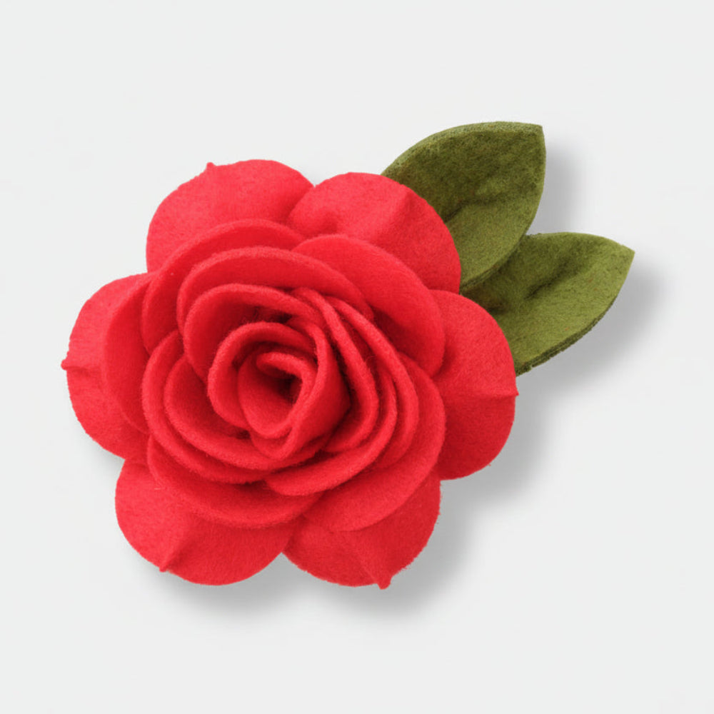 RED ROSE Dog Collar Flower