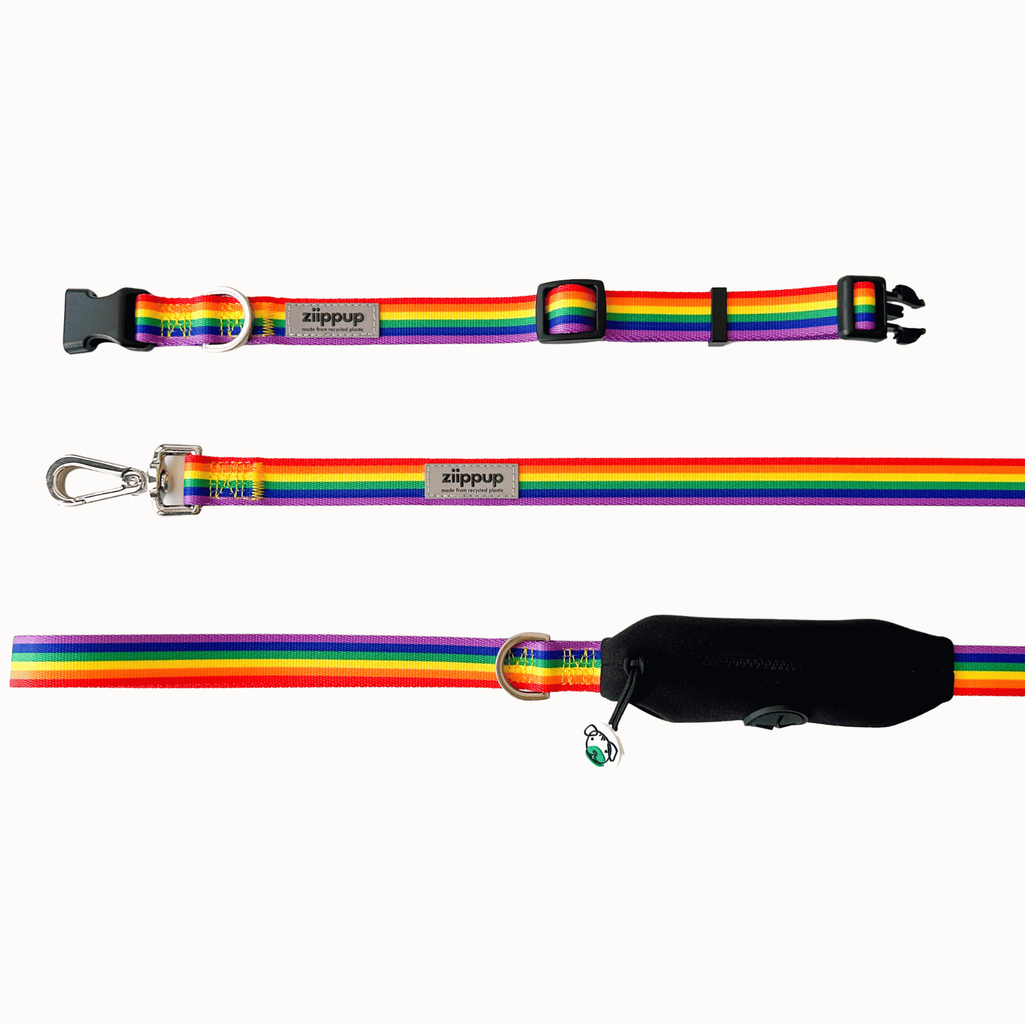 Rainbow Recycled Dog Collar: Small