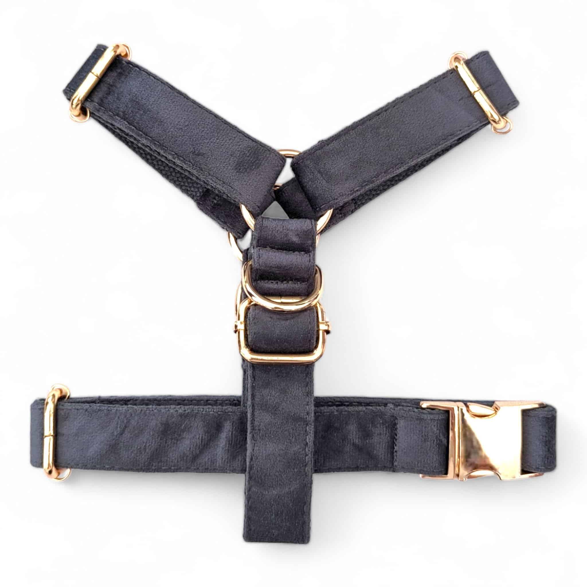Luxe Velvet "No-Pull" Harness - Slate Grey: X Large