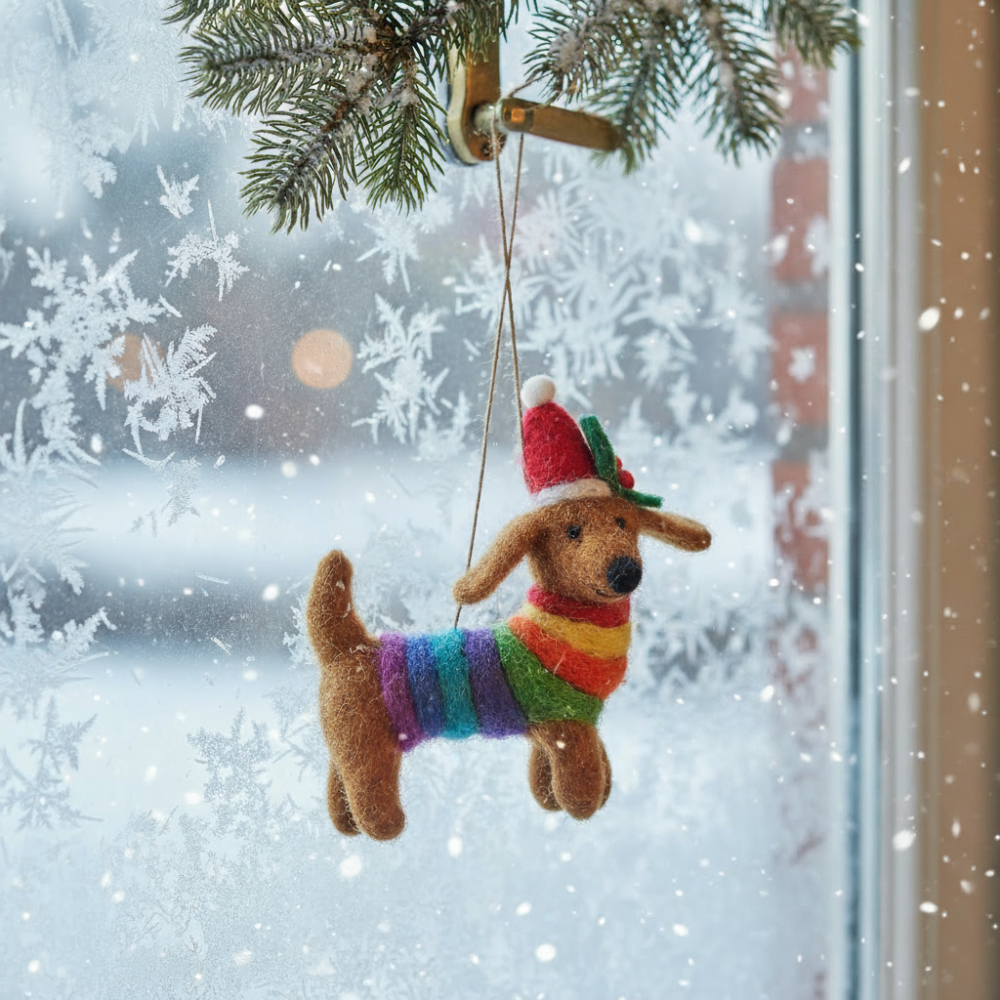 RAINBOW DOG Felt Decoration
