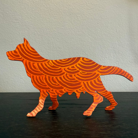 Steel Dog Artwork: Mitchin, rust and burnt orange crescent design