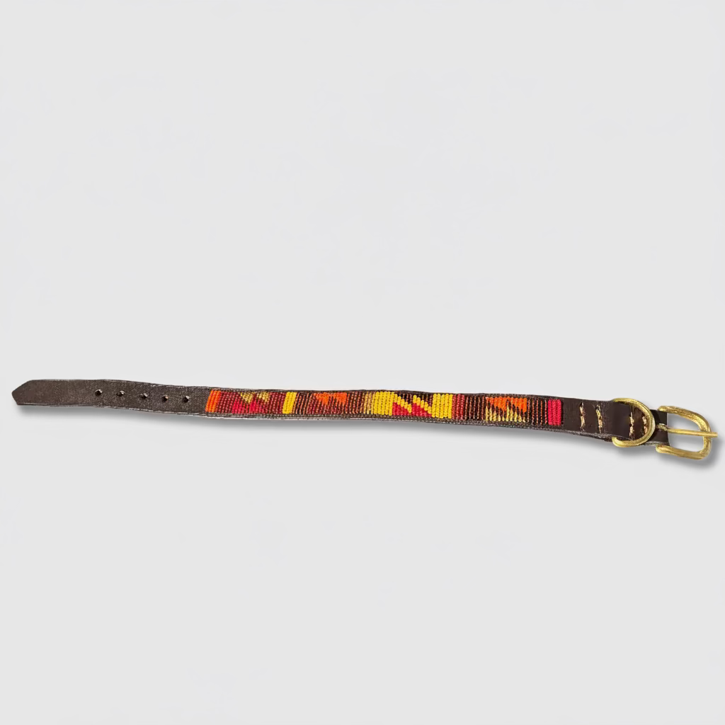 LOVEDOG Beaded Collar Brown/Orange/Yellow (Size S)