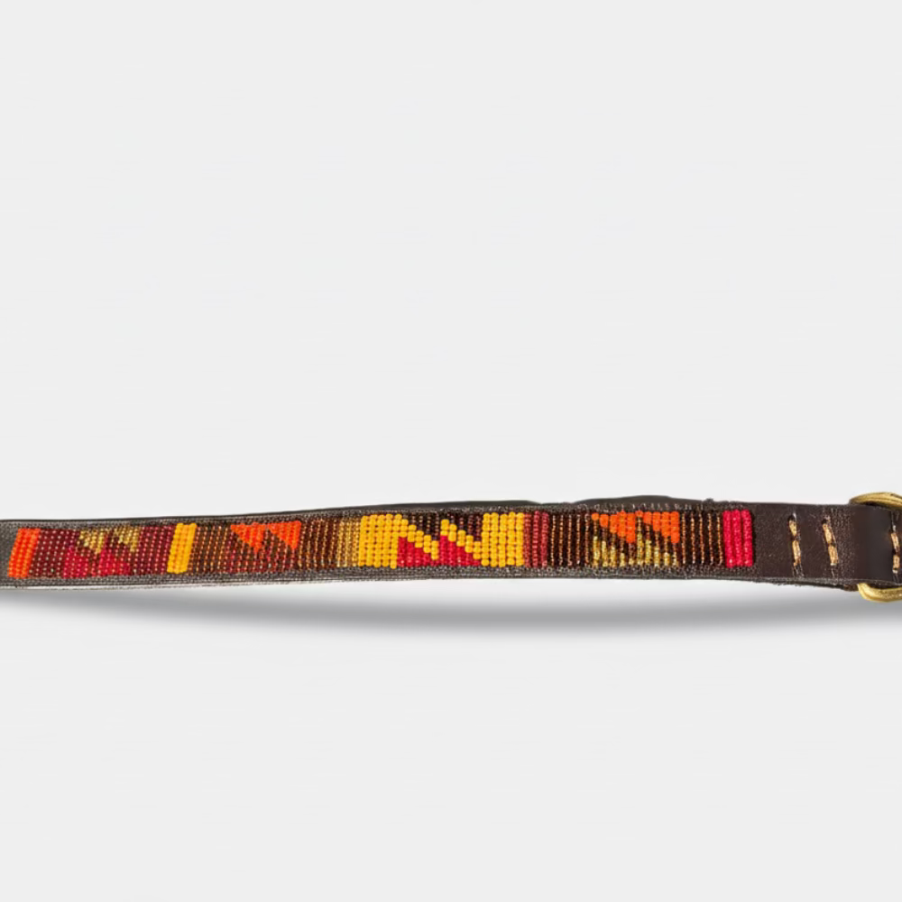 LOVEDOG Beaded Collar Brown/Orange/Yellow (Size S)
