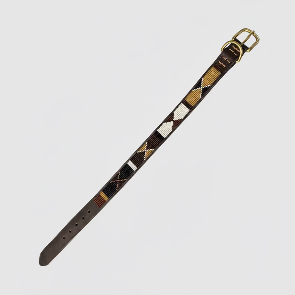 LOVEDOG Beaded Collar Black/Brown/Gold (Size M)