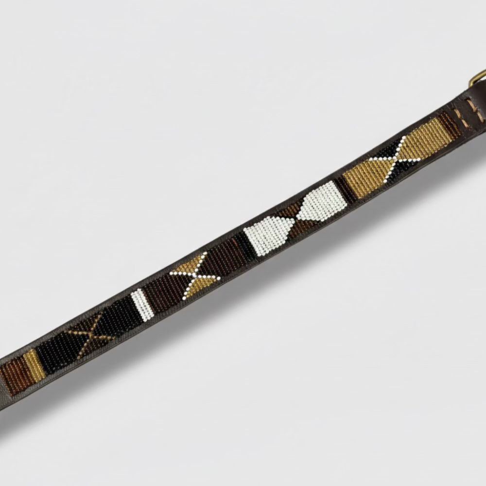 LOVEDOG Beaded Collar Black/Brown/Gold (Size M)