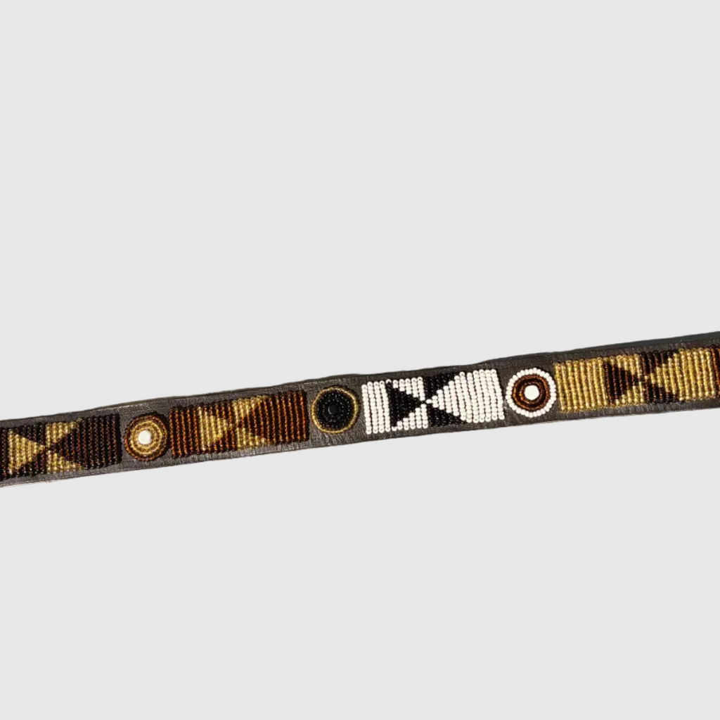 LOVEDOG Beaded Collar Gold/Brown/White (Size M)