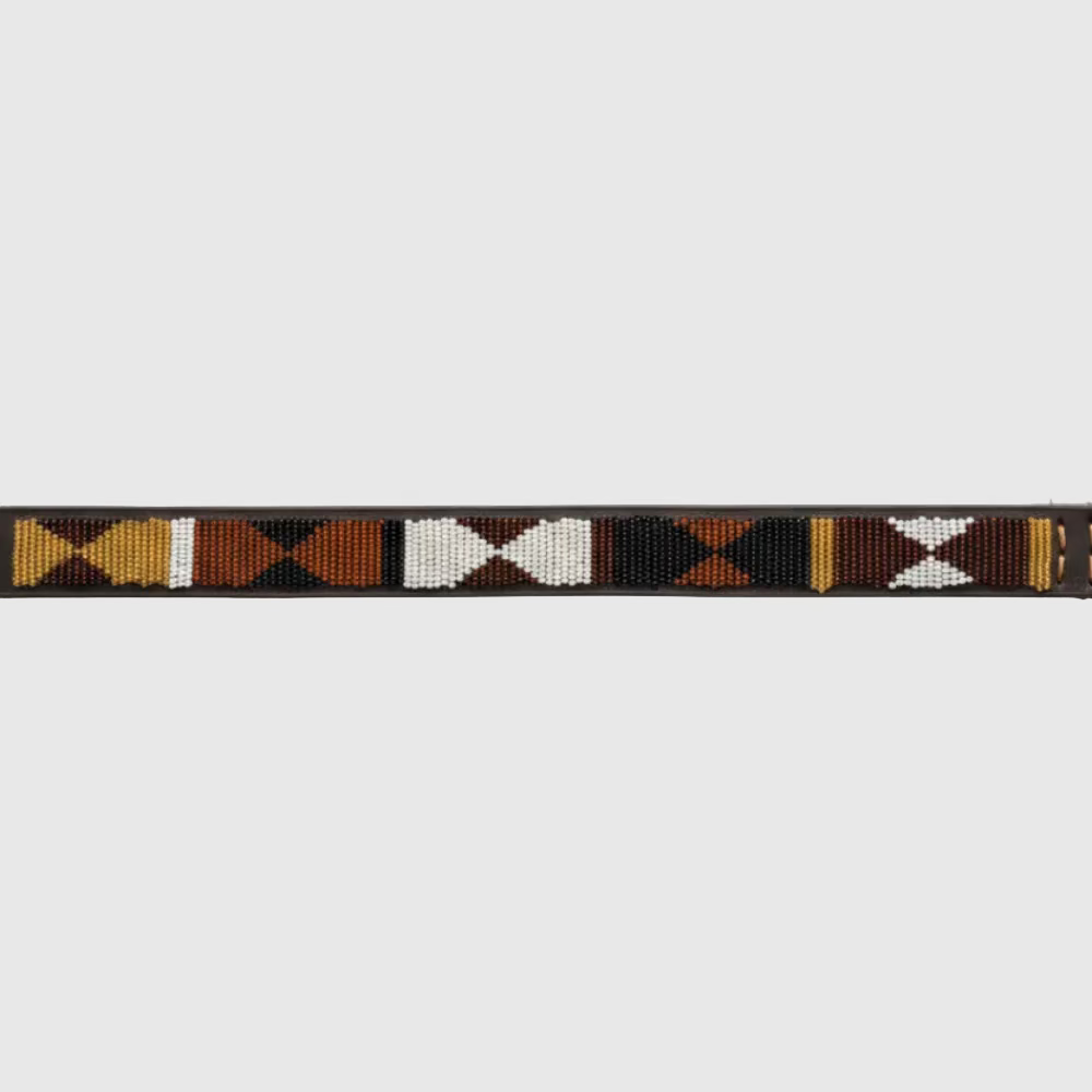 LOVEDOG Beaded Collar Brown/Gold/White (Size M)