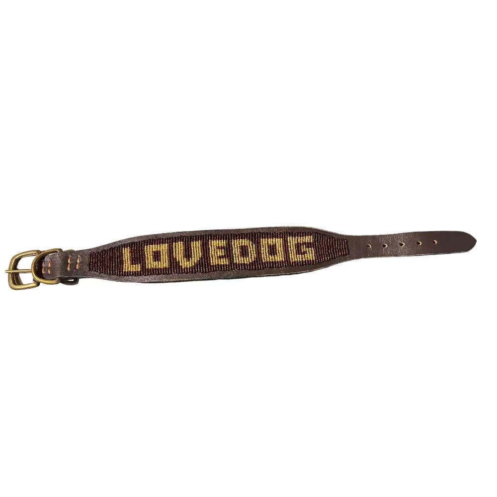 LOVEDOG Brown & Gold Collar - Wide