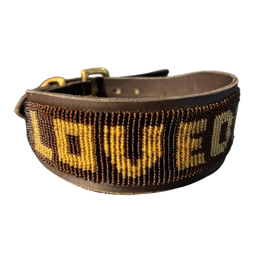 LOVEDOG Brown & Gold Collar - Wide