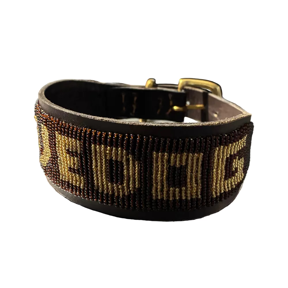 LOVEDOG Brown & Gold Collar - Wide