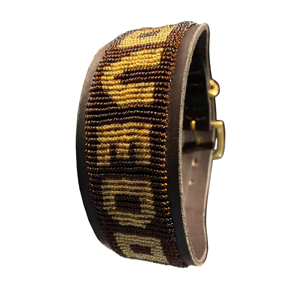 LOVEDOG Brown & Gold Collar - Wide