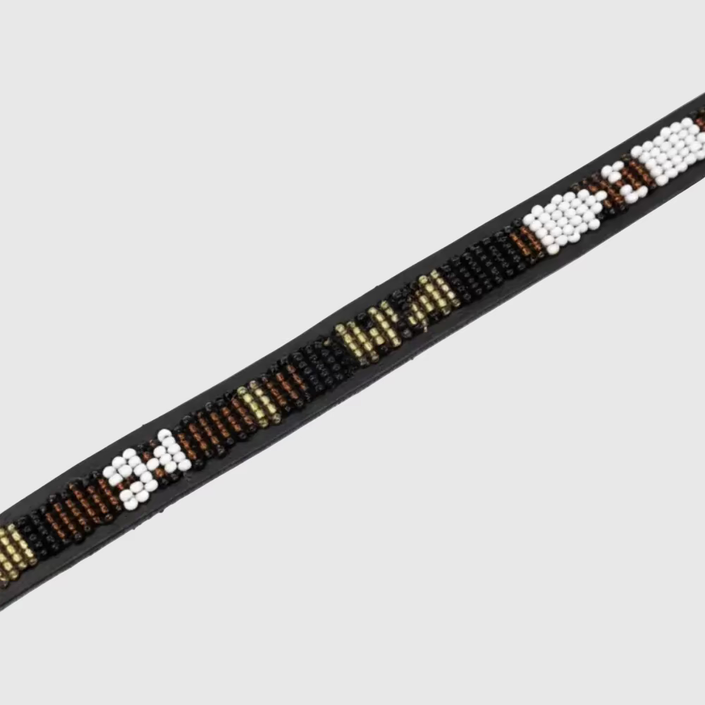 LOVEDOG Beaded Collar White/Black/Brown (Size XS)