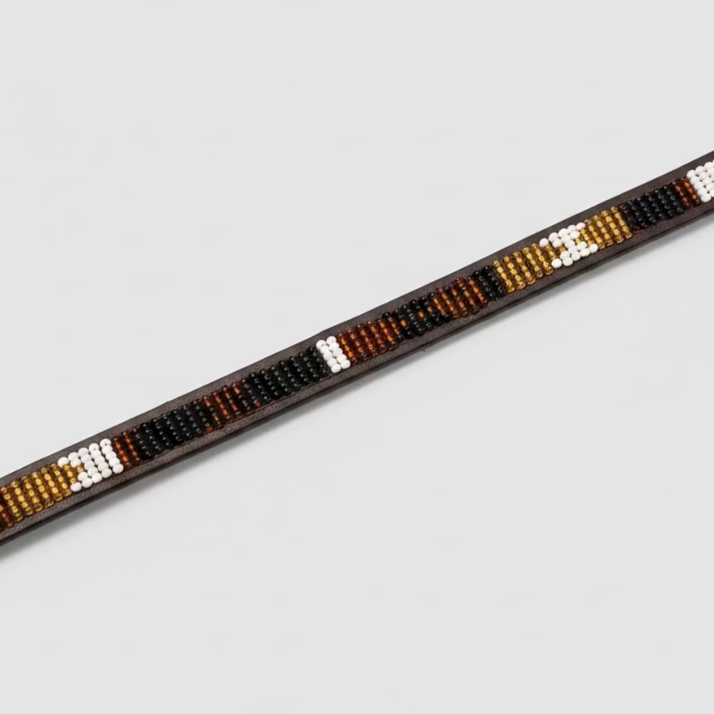 LOVEDOG Beaded Collar Black/Brown/Gold (Size XS)