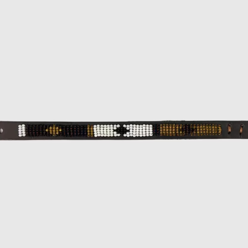 LOVEDOG Beaded Collar Brown/White/Gold (Size XS)