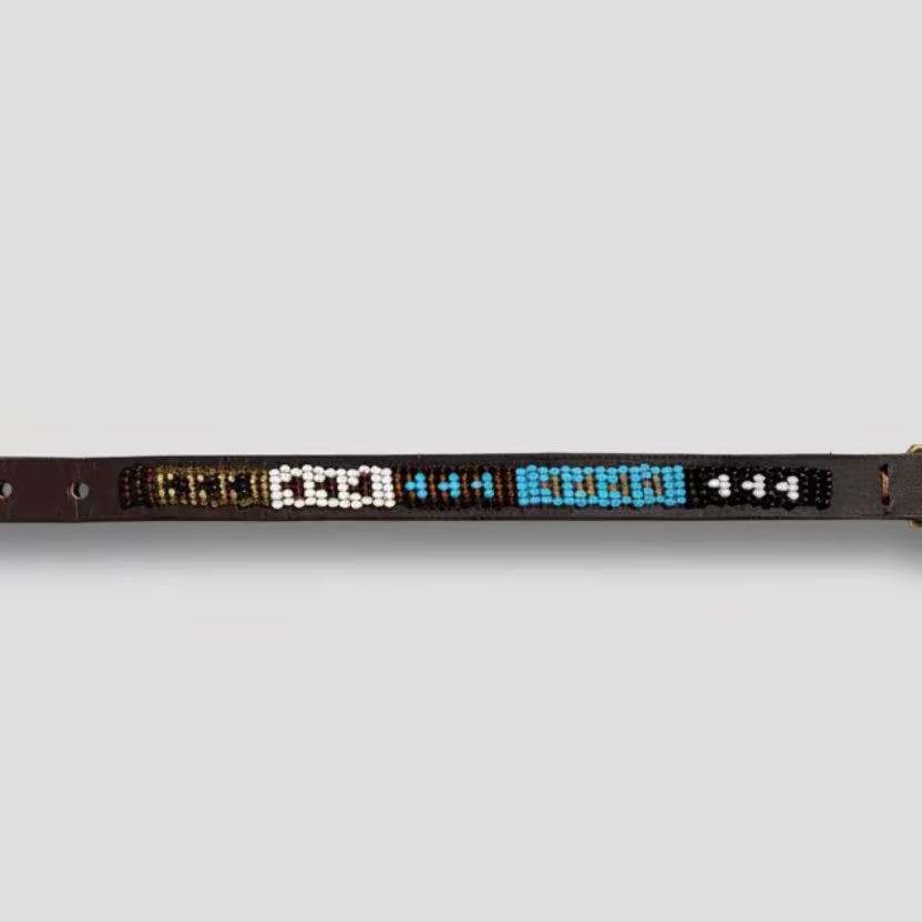 LOVEDOG Beaded Collar Blue/White/Gold (Size XS)