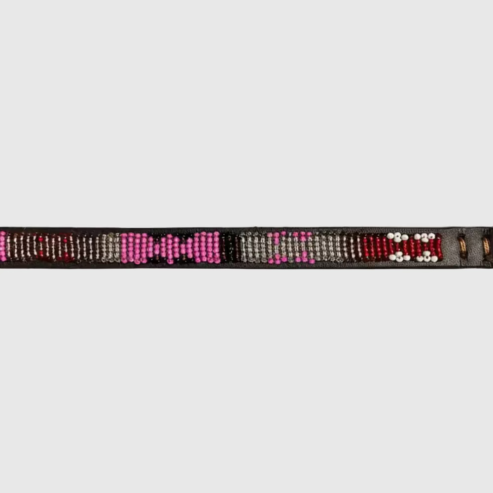 LOVEDOG Beaded Collar Red/Pink/Silver (Size XS)