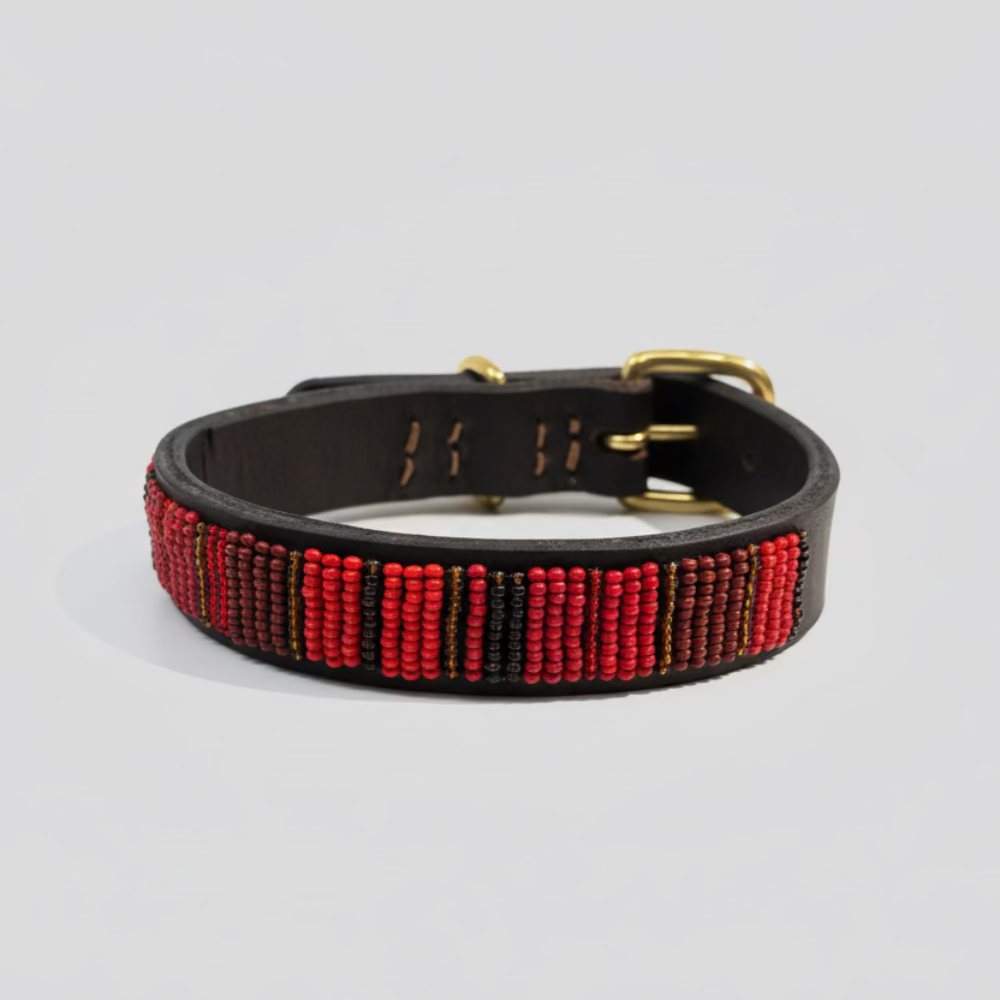 LOVEDOG Beaded Collar Red (Size XS)