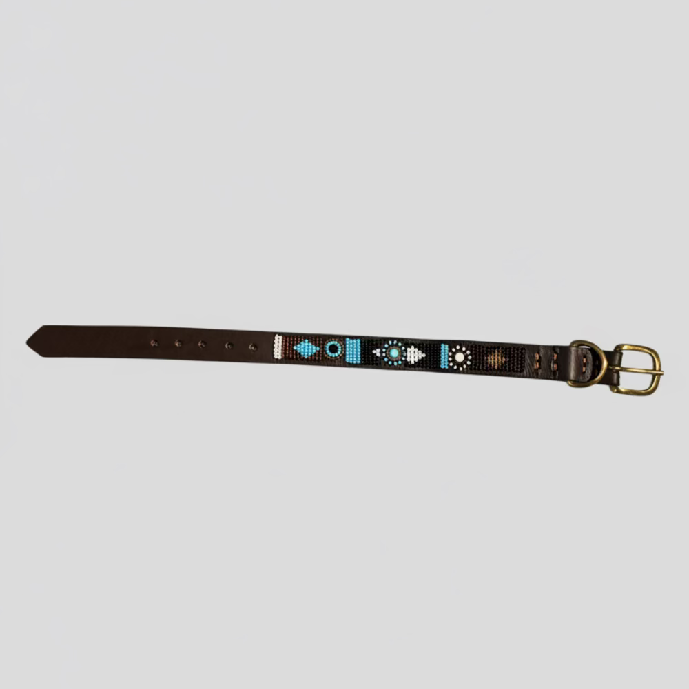 LOVEDOG Beaded Collar Blue/ White/ Black (Size XS)
