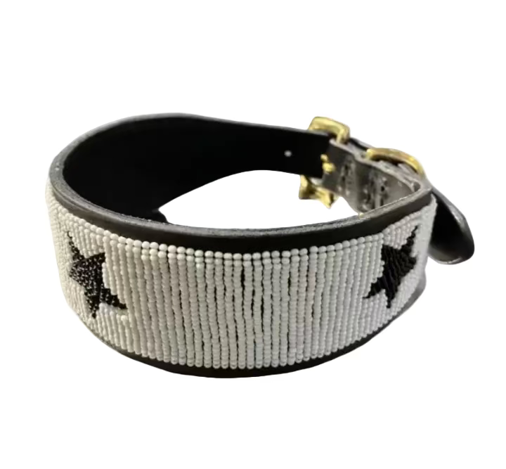 LOVEDOG White & Black Star Collar - Wide