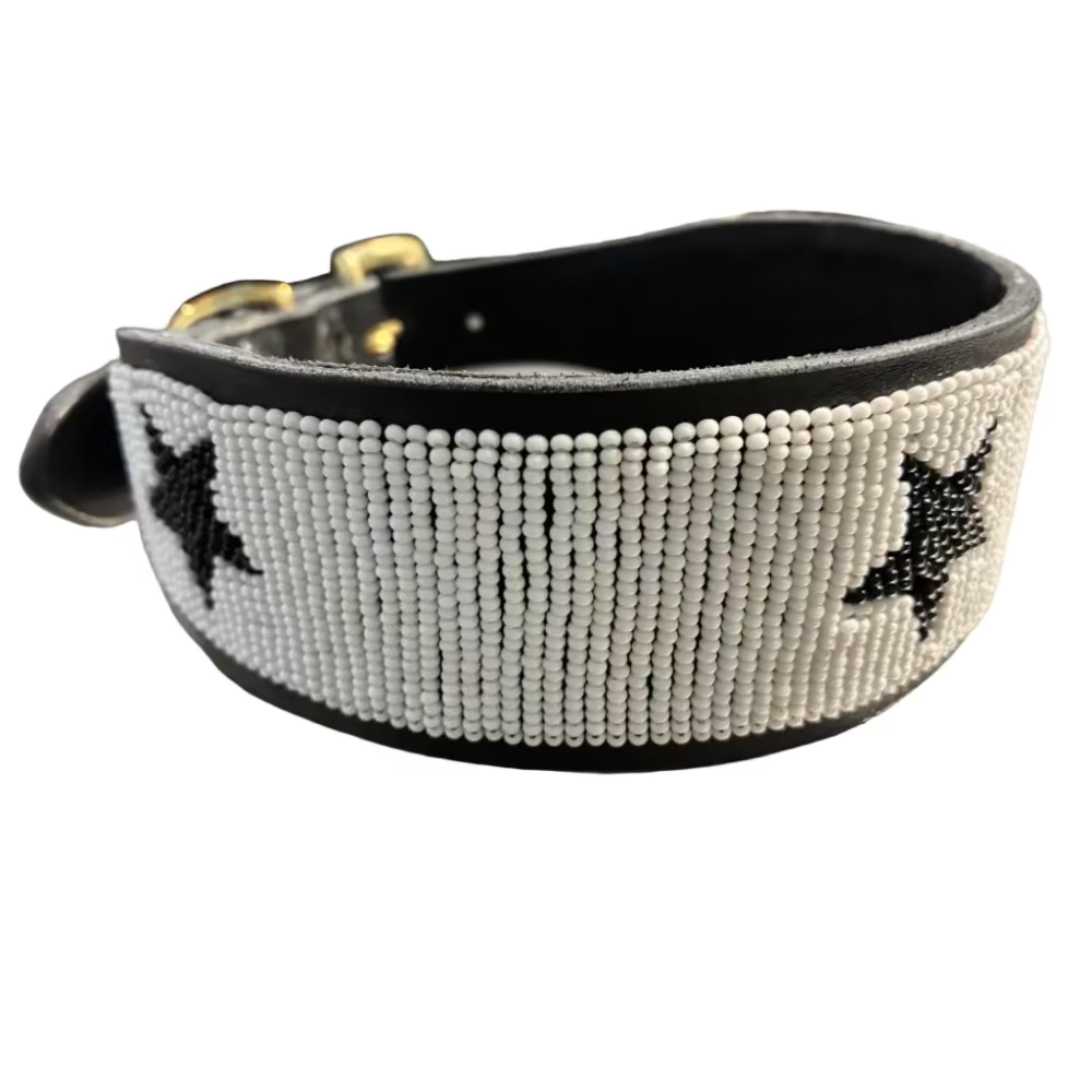 LOVEDOG White & Black Star Collar - Wide