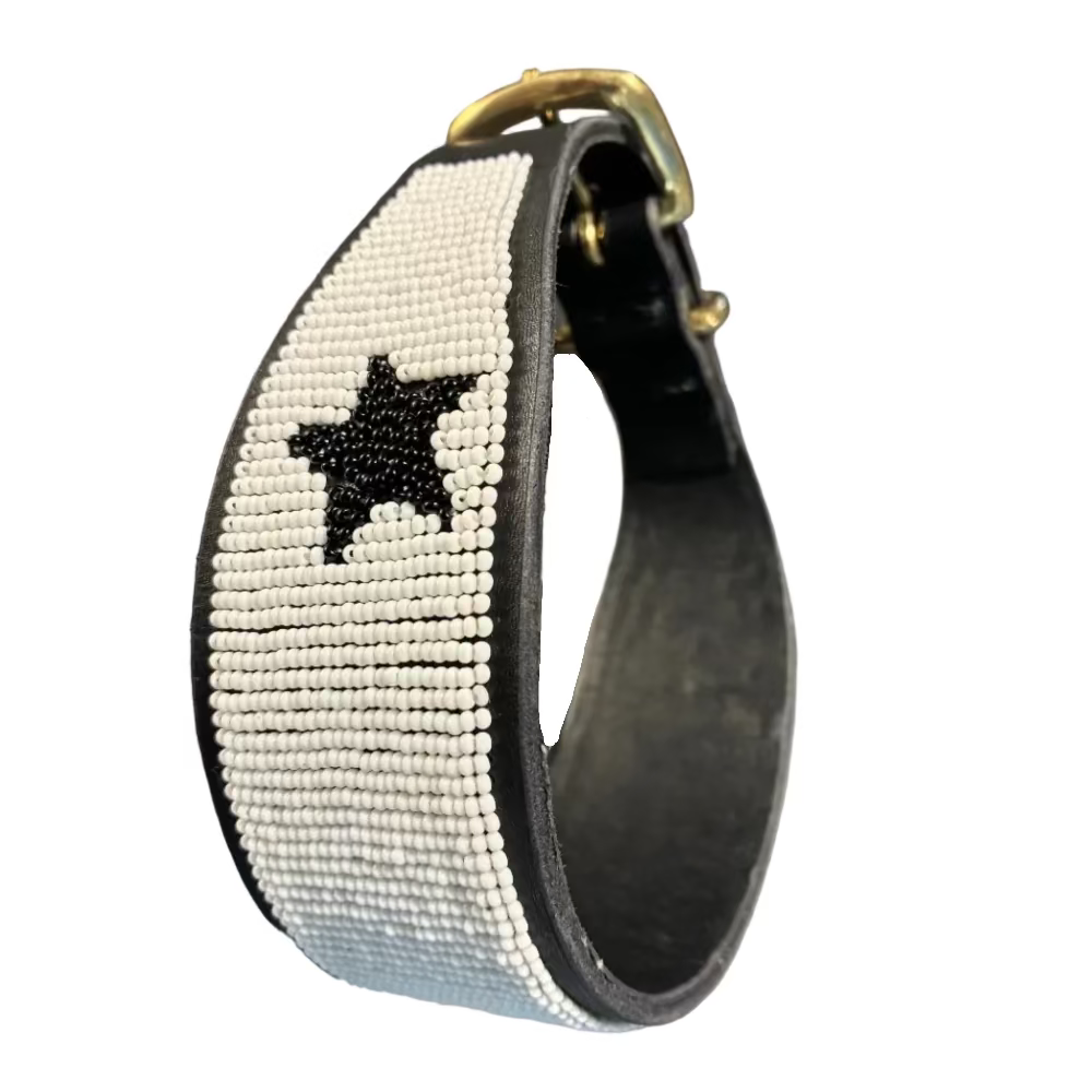 LOVEDOG White & Black Star Collar - Wide