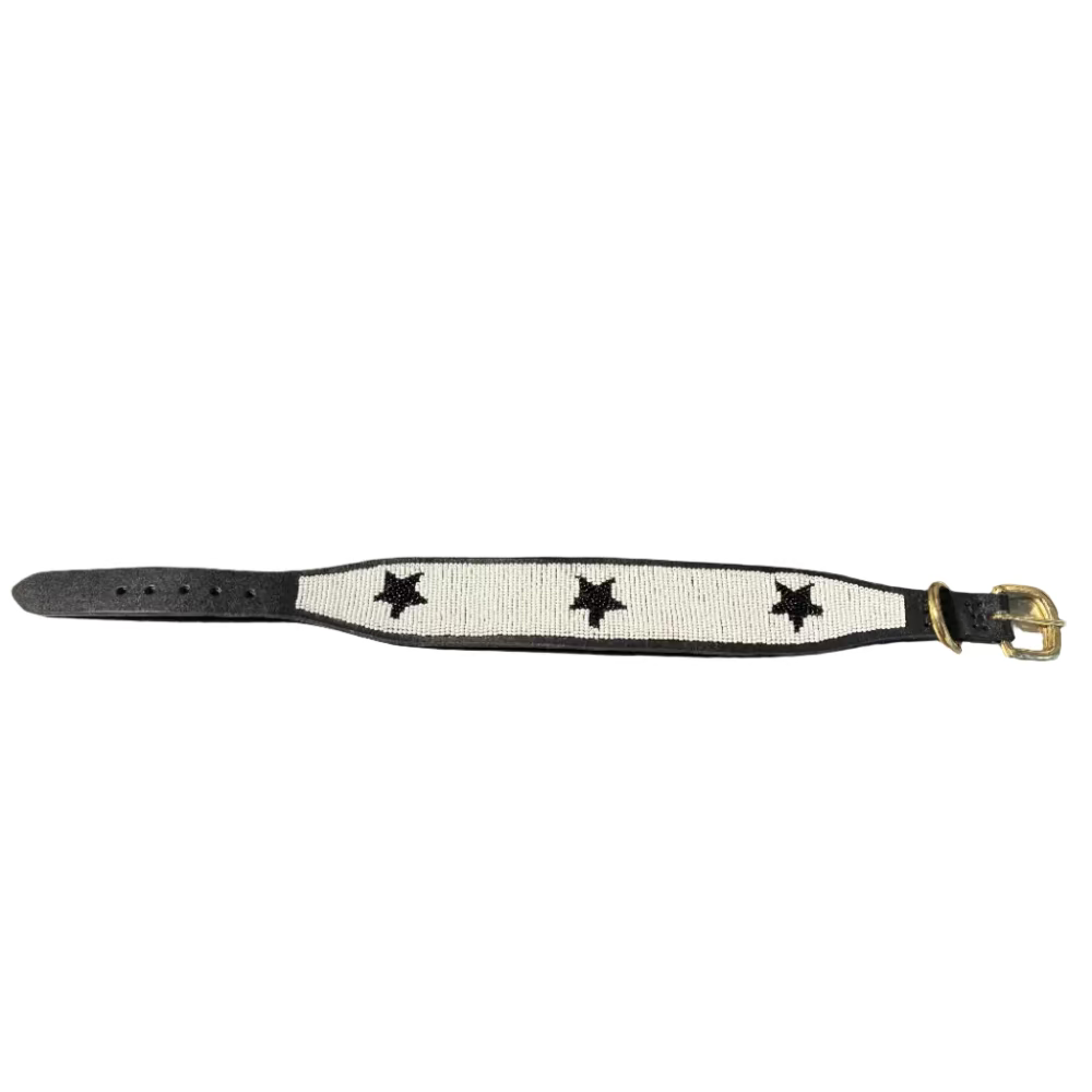 LOVEDOG White & Black Star Collar - Wide