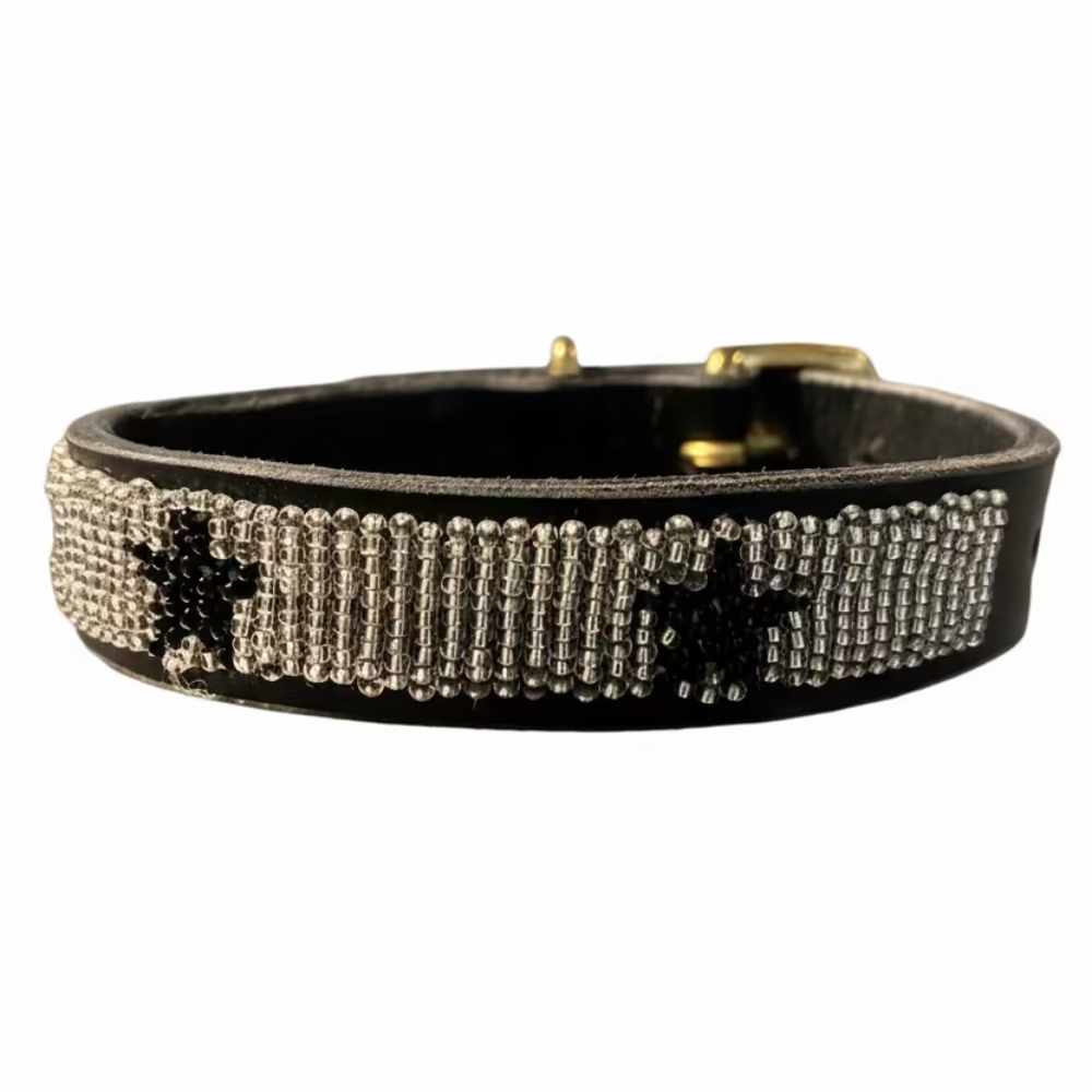 LOVEDOG Silver & Black Star Collar