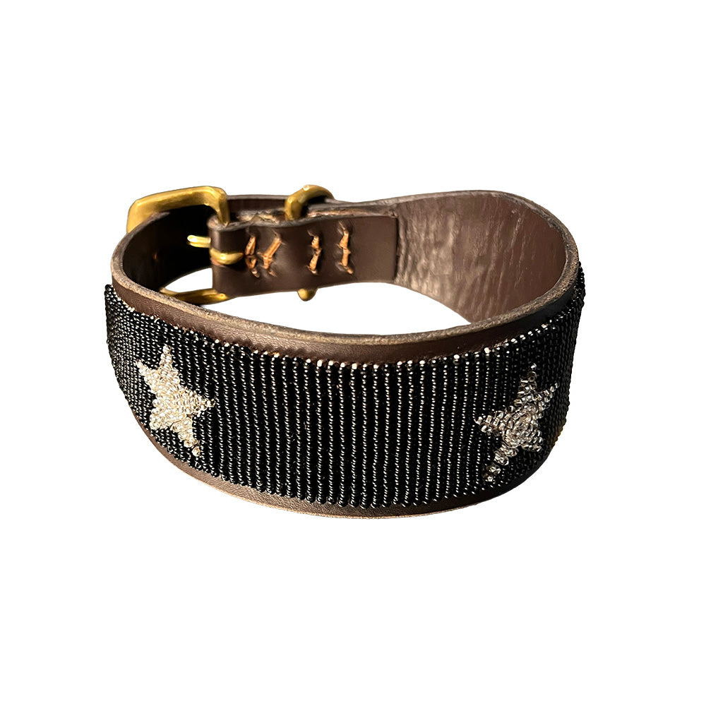 LOVEDOG Black & Silver Star Collar - Wide