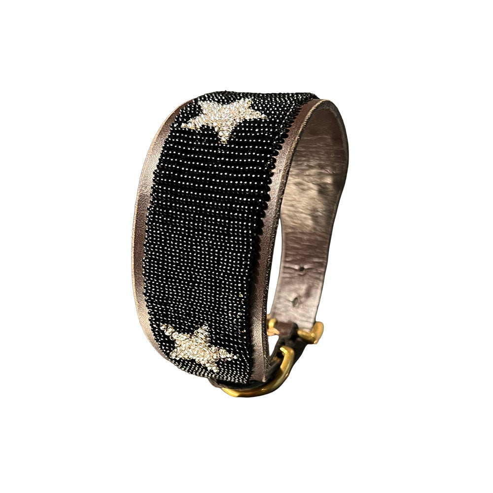 LOVEDOG Black & Silver Star Collar - Wide