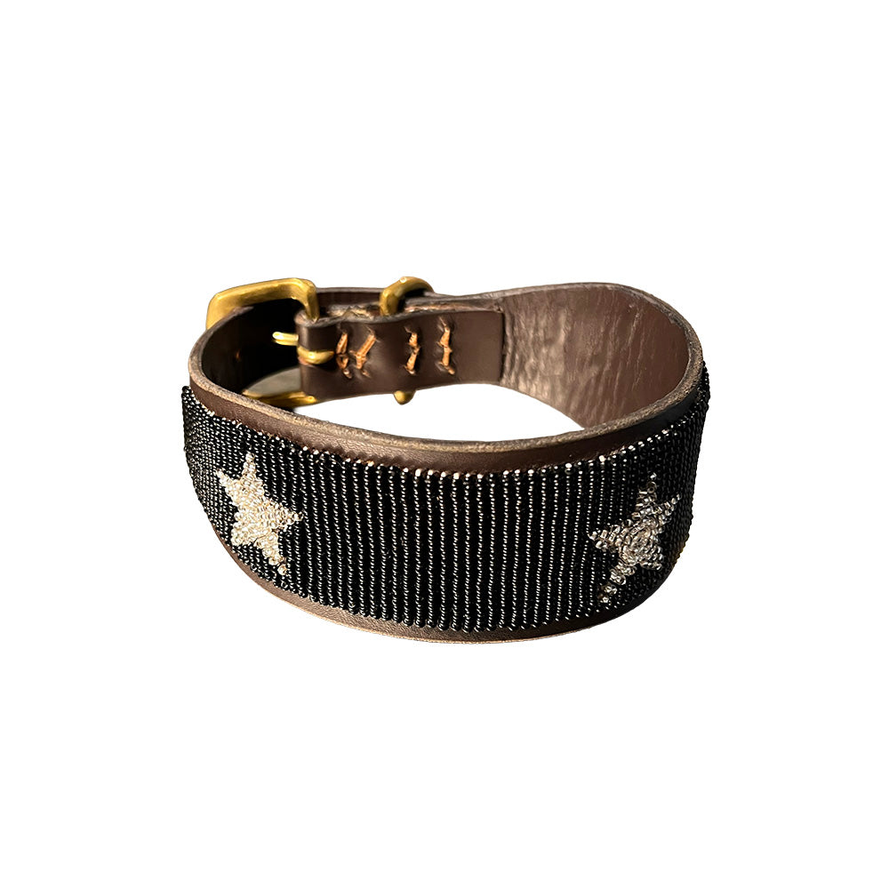LOVEDOG Black & Silver Star Collar - Wide