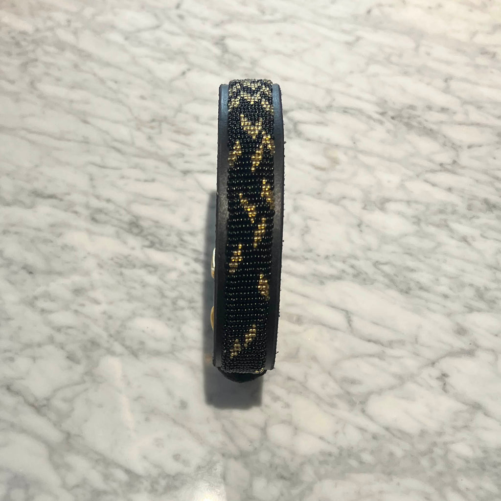 LOVEDOG Beaded Collar Gold Leaves Size M/L