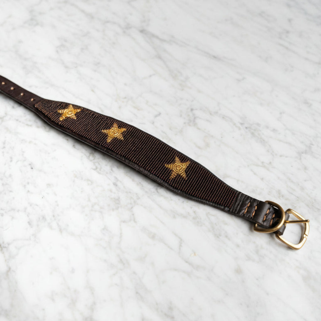 LOVEDOG Brown & Gold Star Collar - Wide