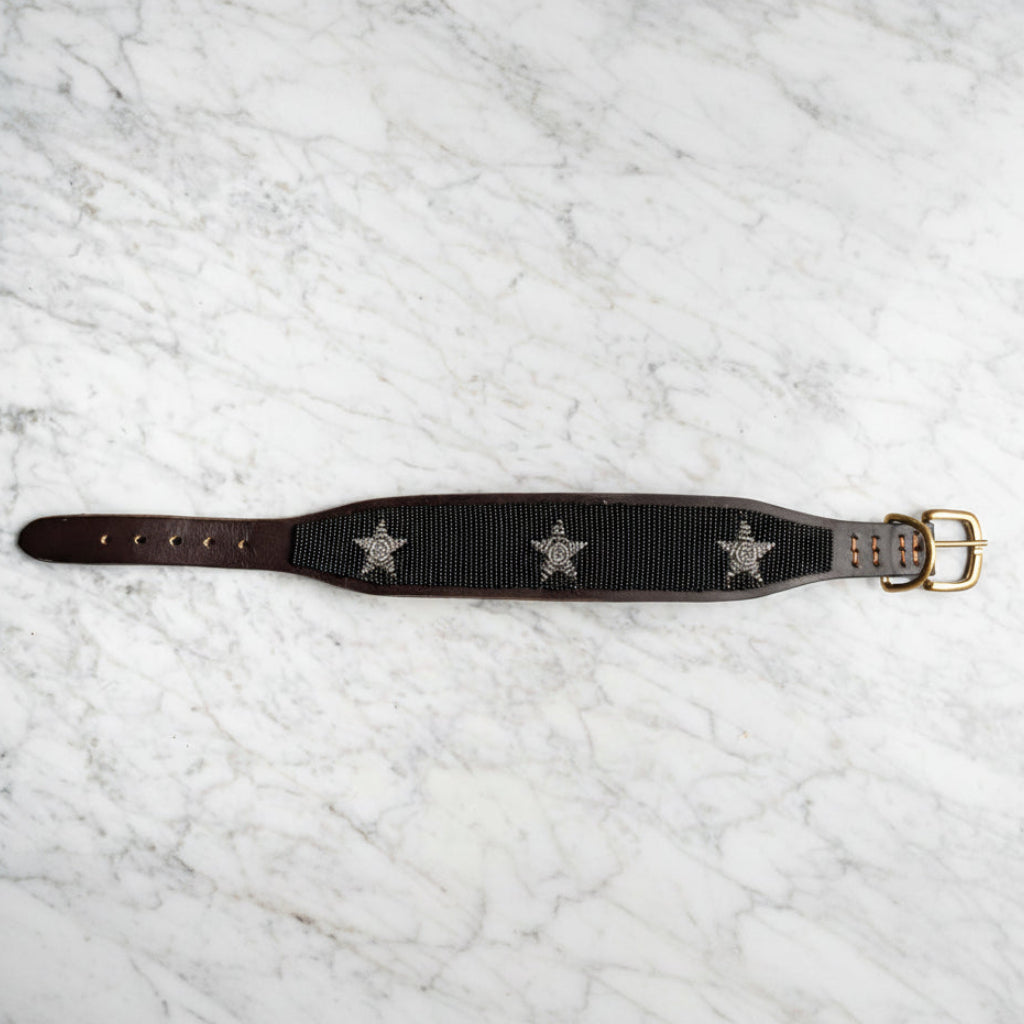 LOVEDOG Black & Silver Star Collar - Wide