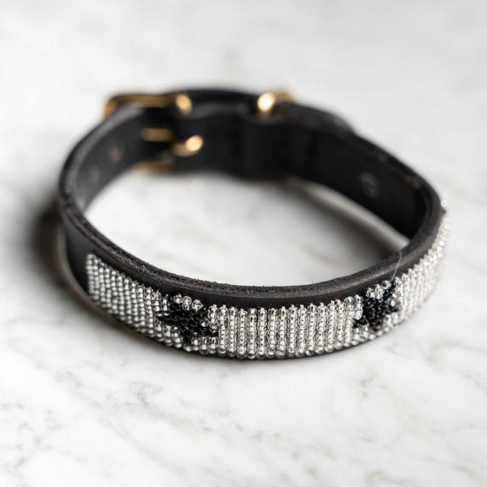 LOVEDOG Silver & Black Star Collar