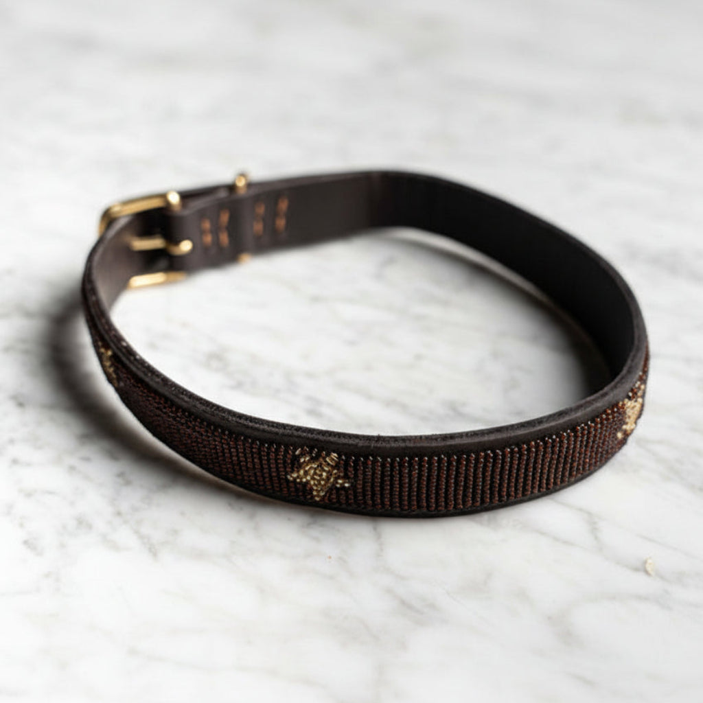 LOVEDOG Brown & Gold Star Collar