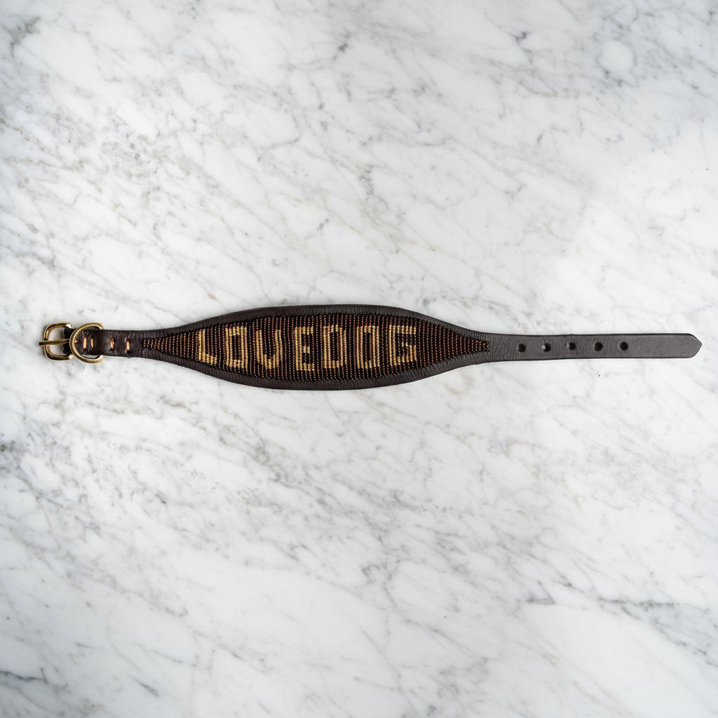 LOVEDOG Brown & Gold Collar - Wide