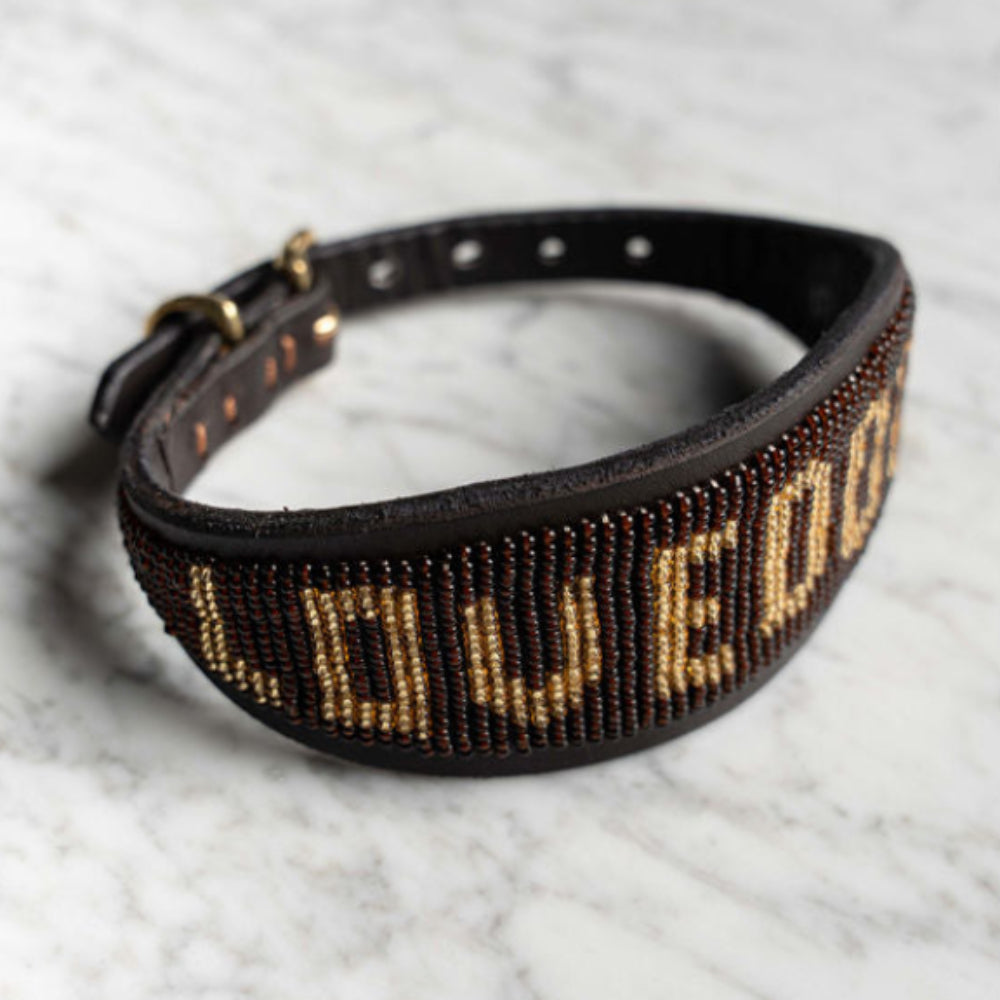 LOVEDOG Brown & Gold Collar - Wide