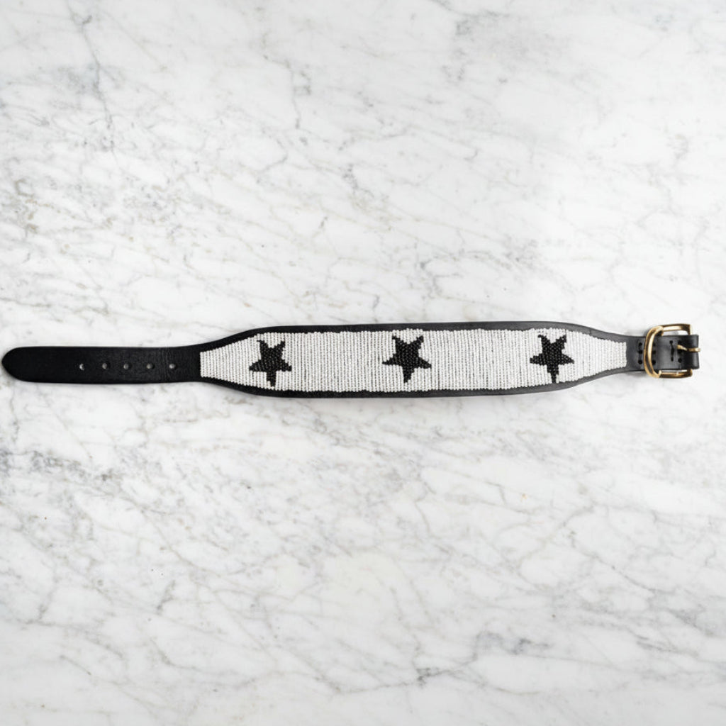 LOVEDOG White & Black Star Collar - Wide