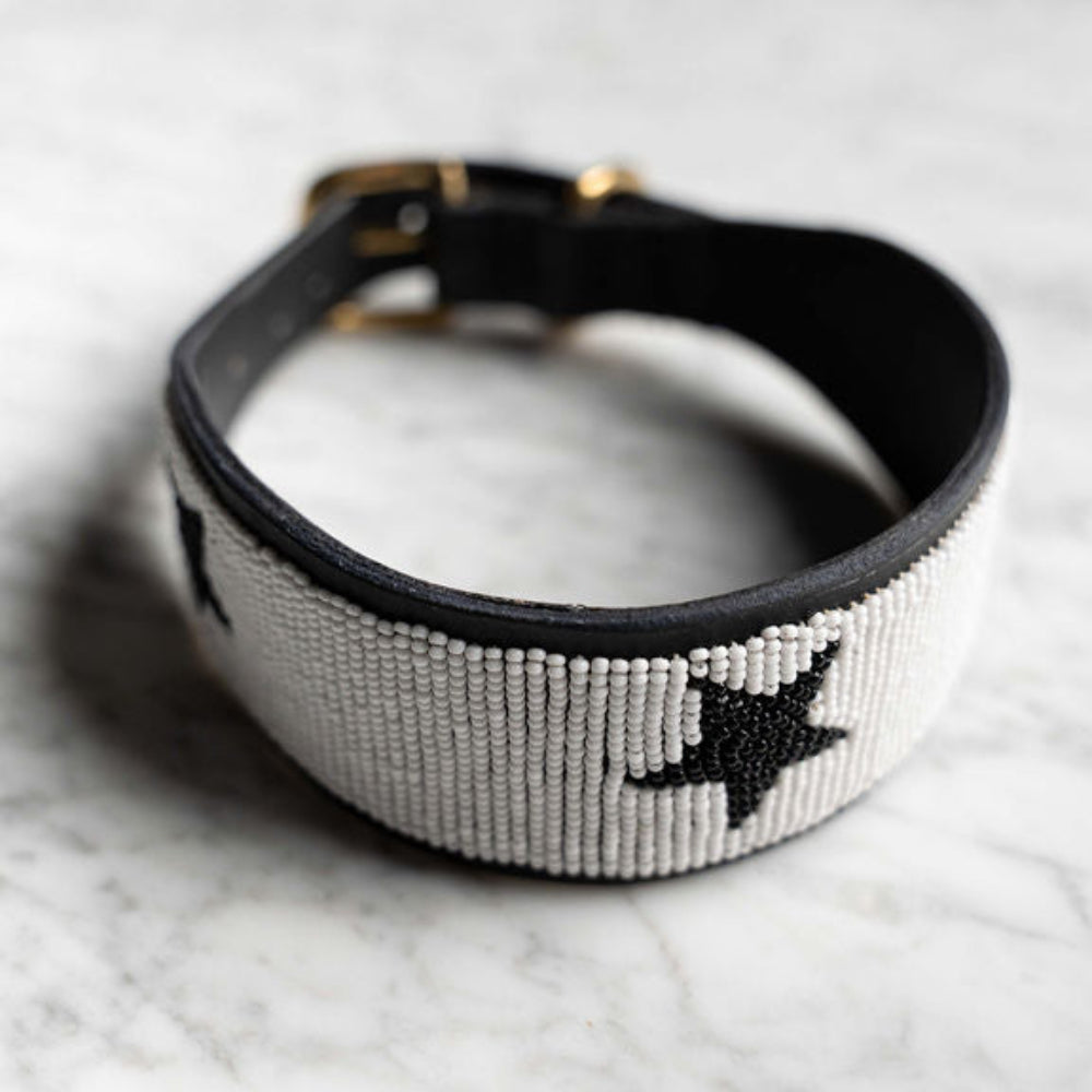 LOVEDOG White & Black Star Collar - Wide