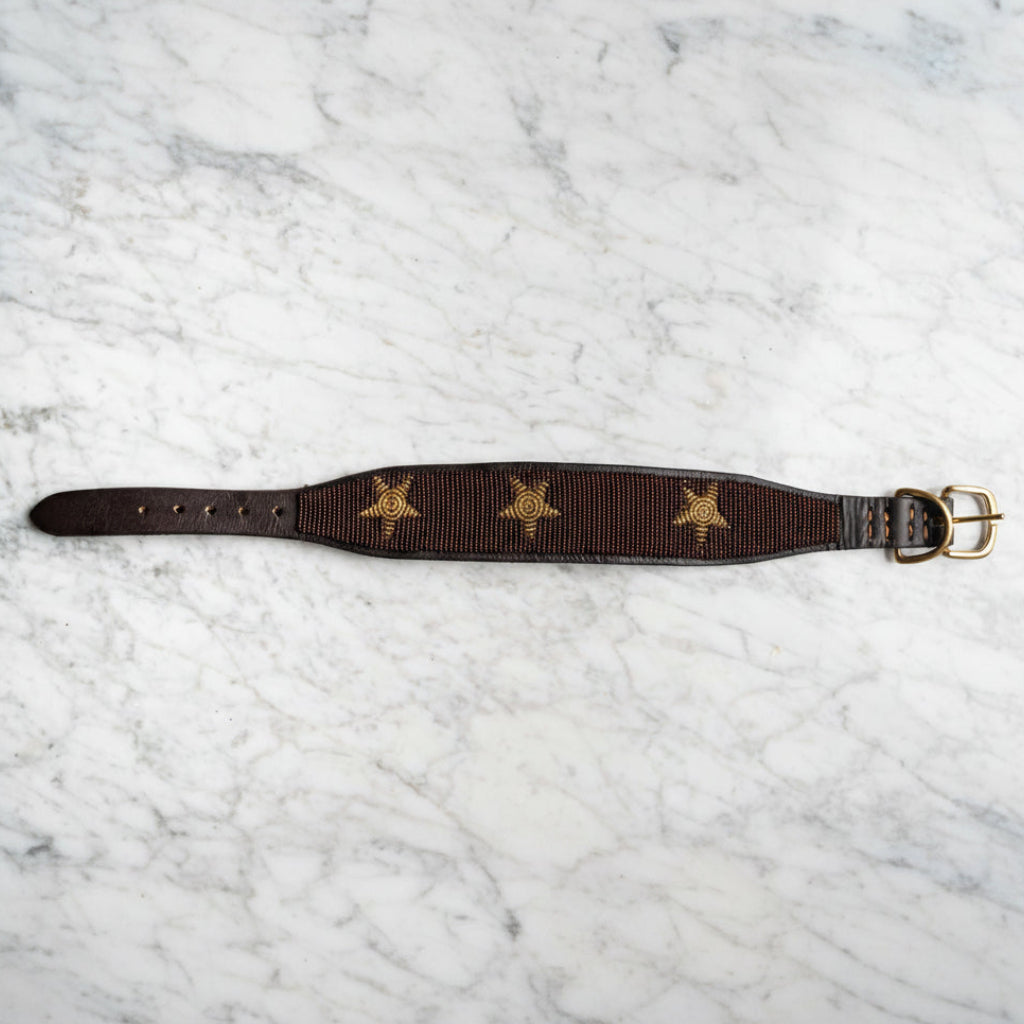 LOVEDOG Brown & Gold Star Collar - Wide