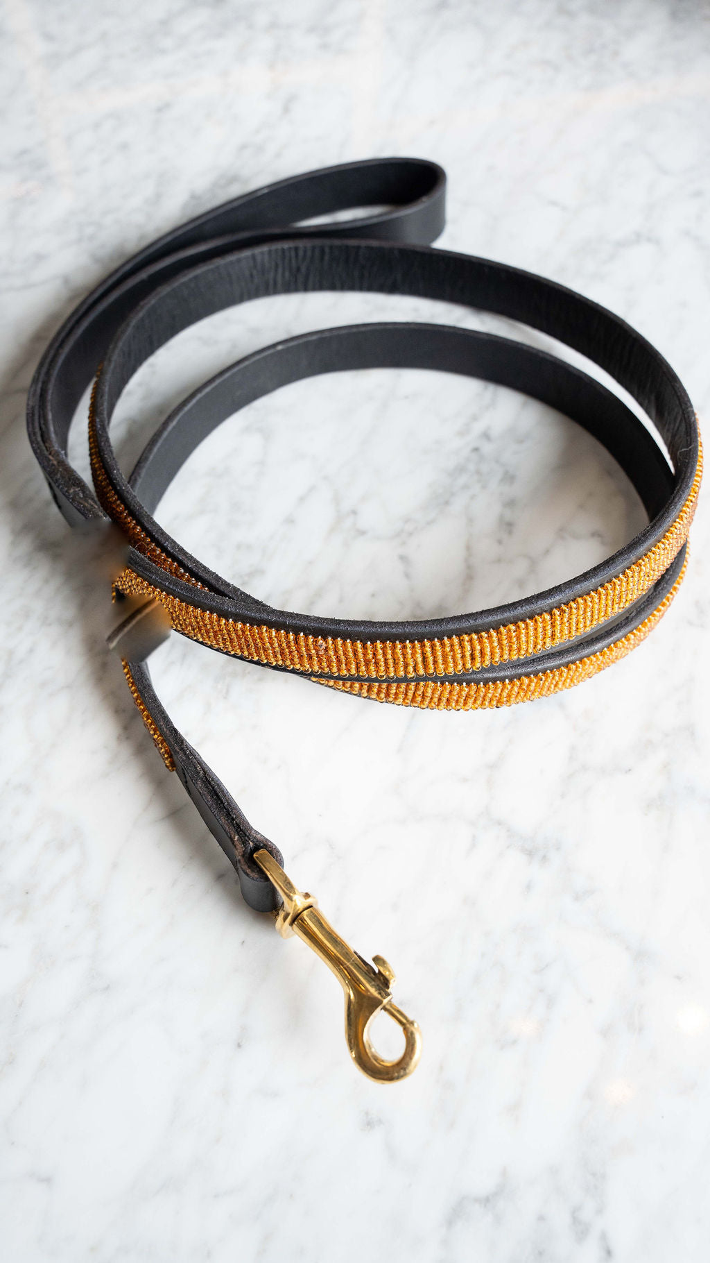 LOVEDOG Black & Gold Bead Lead