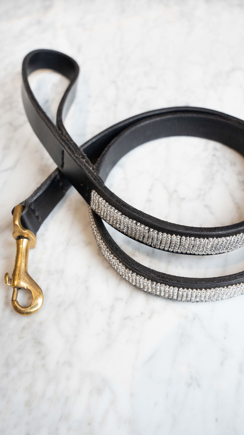 LOVEDOG Black & Silver Bead Lead
